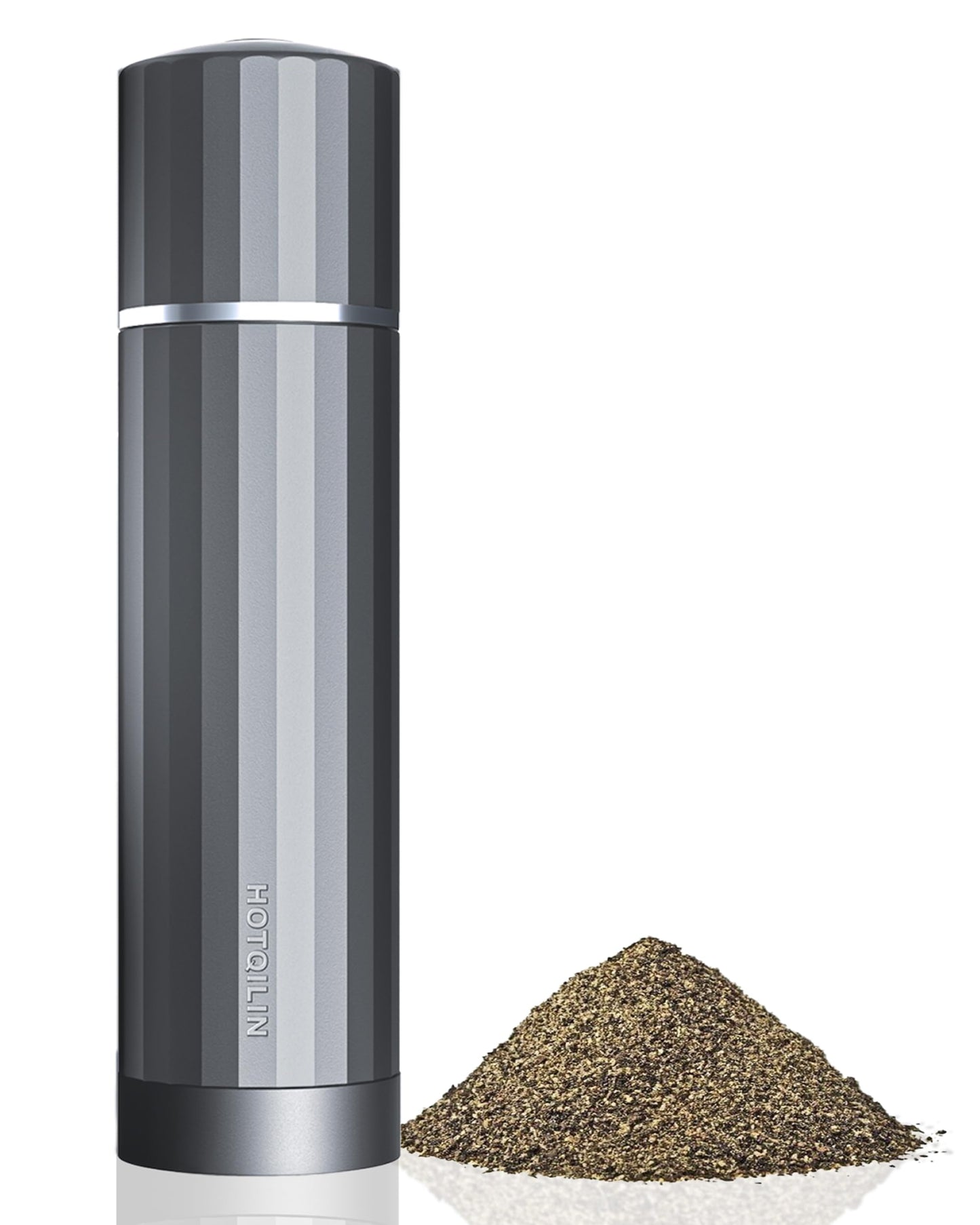 HOTQILIN Manual Pepper Grinder, Heavy Duty Metal Pepper Mill with Adjustable Coarseness, High Output Grinding, Magnetic Powder Chamber, Refillable Pepper Grinder for Kitchen(Deep Gray)