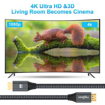 Twozoh 4K HDMI Cable 5M, High Speed HDMI 2.0 Cable, Braided HDMI to HDMI Lead Compatible with PS5, PS3, PS4, PC, Projector, HDTV, Xbox