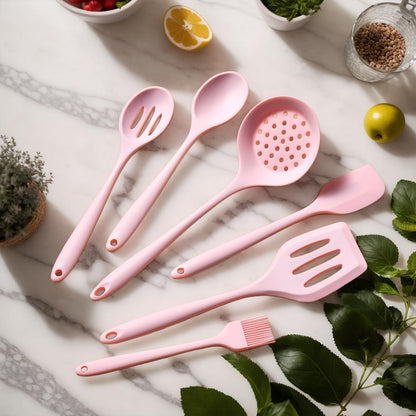 Silicone Kitchen Utensils Set - 15 Pieces Non Toxic Silicone Utensils Set For Cooking，428°F Heat Resistant Food Grade Kitchen Tools，Dishwasher Safe (Pink, 15 Piece Set)