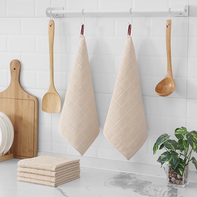 Homaxy 100% Cotton Terry Kitchen Dish Cloths, Ultra Soft and Absorbent Dish