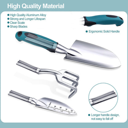 Kynup 7-Piece Garden Tool Set - Aluminium Alloy Heavy Duty Garden Tools, Lightweight Rust-Proof Gardening Kit