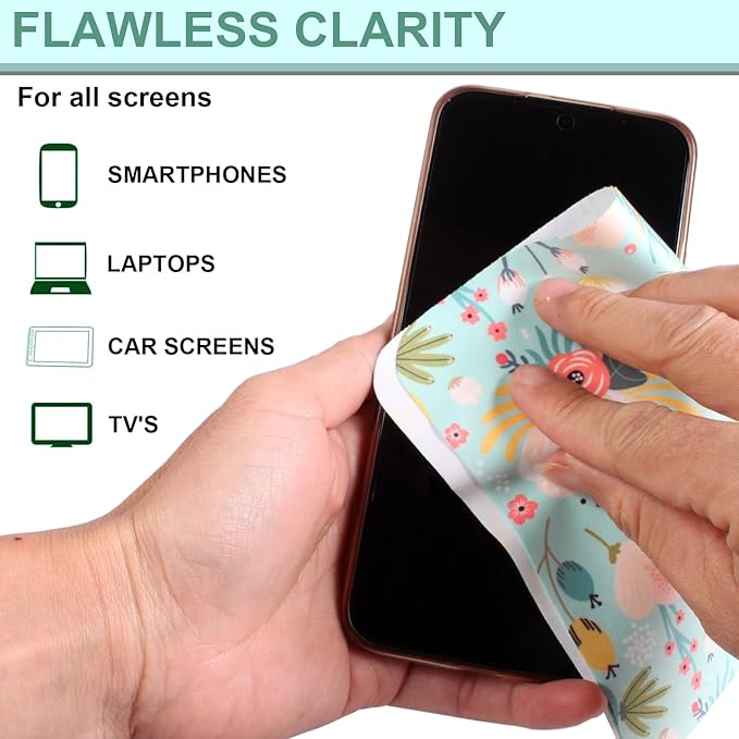 12Pcs Multicolor Flowers Drawing Microfiber Cleaning Cloths