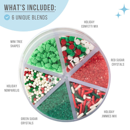 Sweets Indeed Valentines Sprinkles 6-Cell Jar | Heart Sprinkles, Red White Pink Jimmies & Sanding Sugar | Baking & Decorating | 6.45 ounces