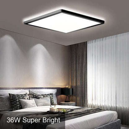 MLOQI 36W LED Bathroom Ceiling Lights, IP44 Waterproof, 5000K Daylight White, LED Ceiling Light for Office Kitchen Hallway Living Room (Black Edge)