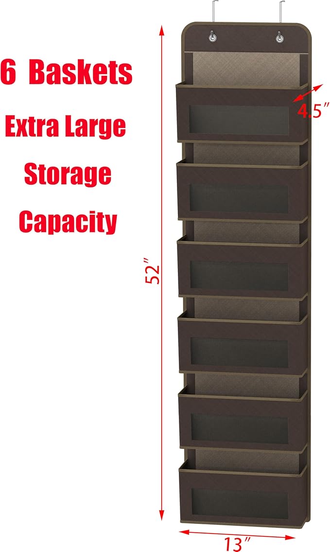 Simple Houseware 6 Clear Window Pocket Over Closet Door Storage Hanging