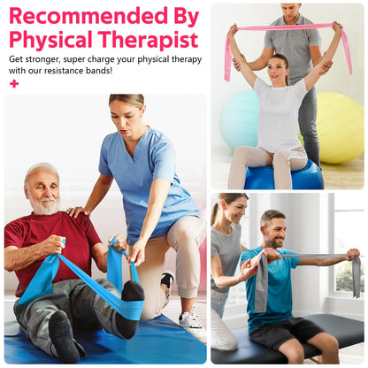 Resistance Bands for Working Out, Exercise Bands for Physical Therapy, Stretch, Recovery, Pilates, Rehab, Strength Training and Yoga Starter Set