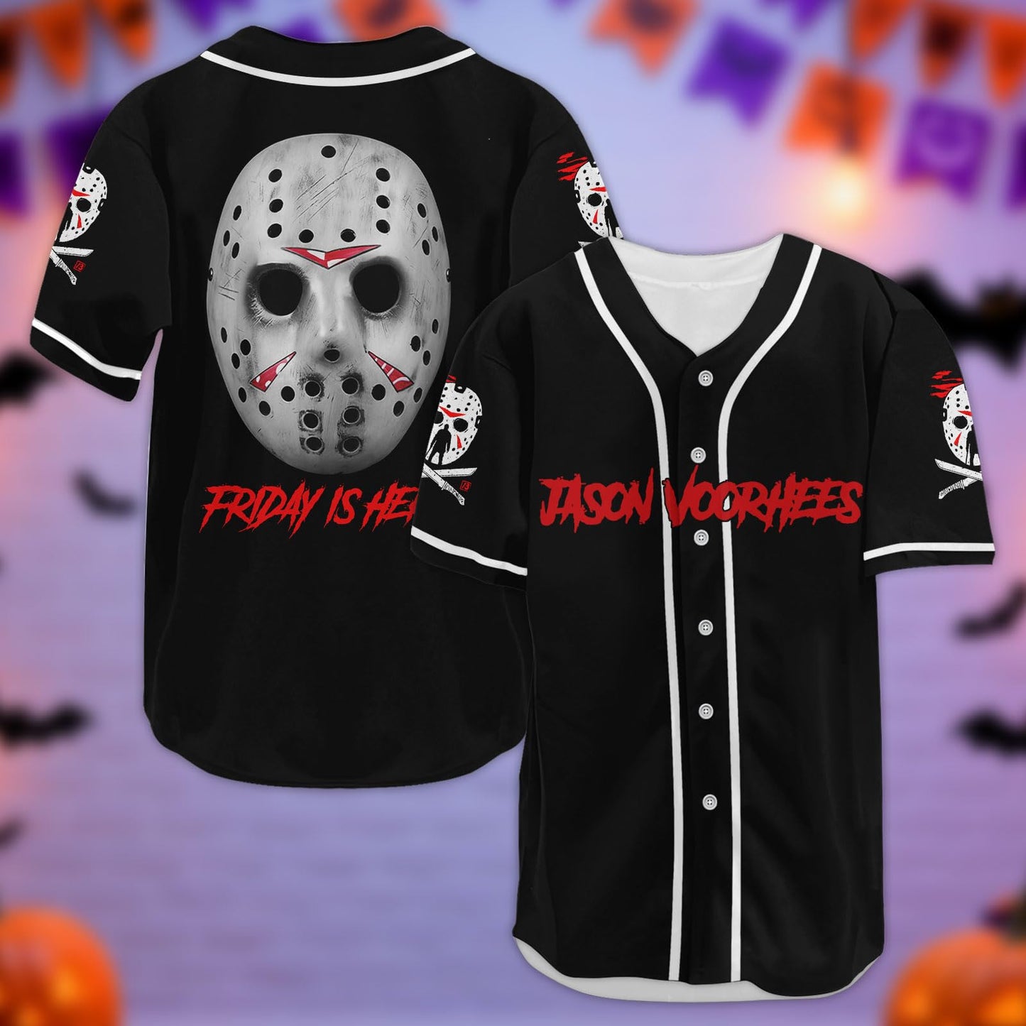 fat mummy Jason Horror Baseball Jerseys Shirt Scary Movie Halloween Shirt Gifts for Movie Lover (L) Black-White…