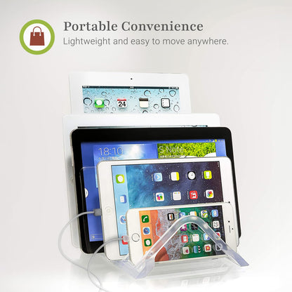 Prosumer's Choice Universal Charging Rack Organizer - Multi Device Stand Holds 5 Tablets or Smartphones - Desktop Tablet Holder and Storage Station - Compact Tech Organizer Dock for Home or Office
