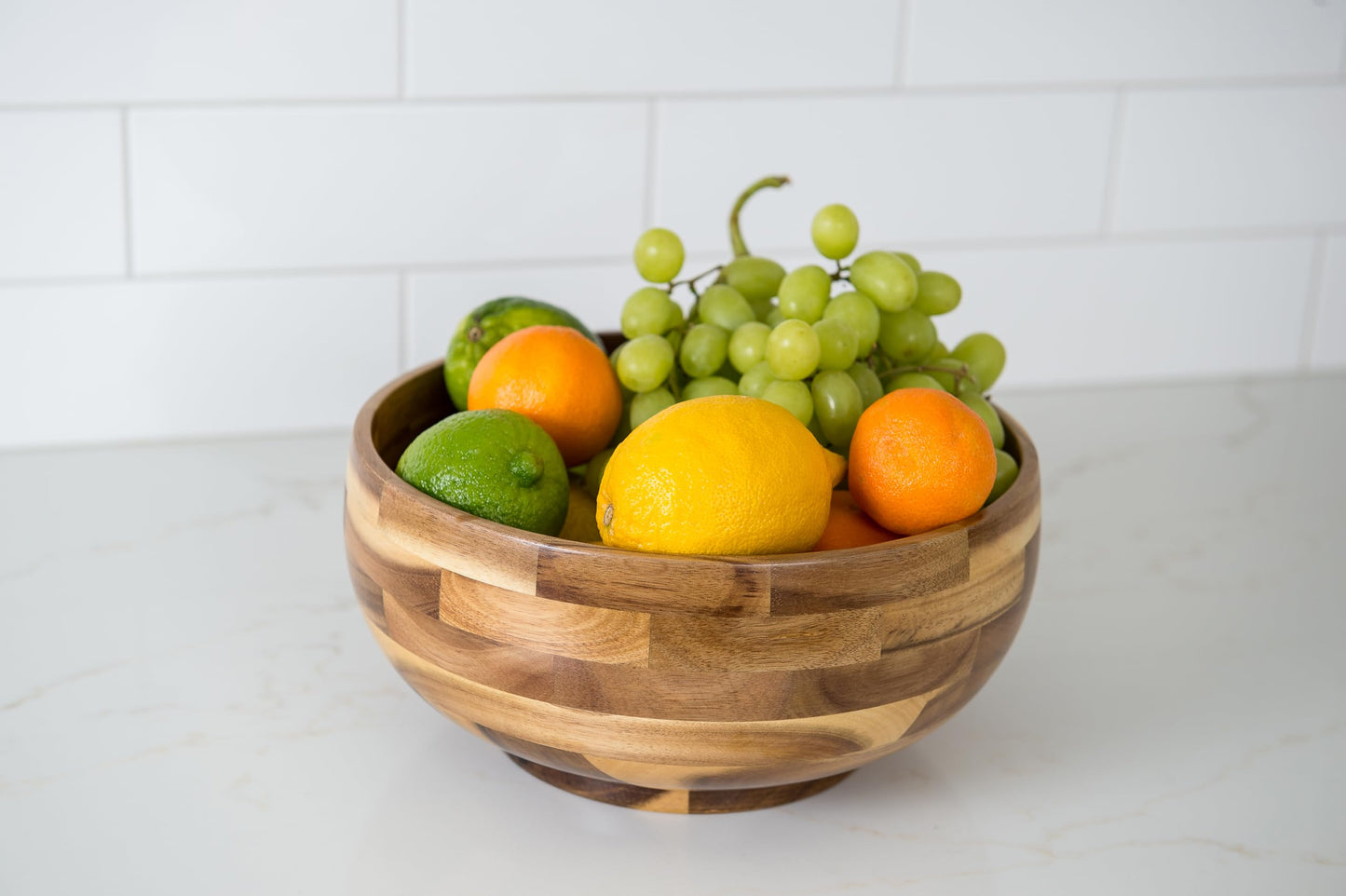 Lipper International Acacia Round Serving Bowl for Pasta, Fruits, Salads, or Popcorn, 10" Diameter x 4.75" Height, Single Bowl