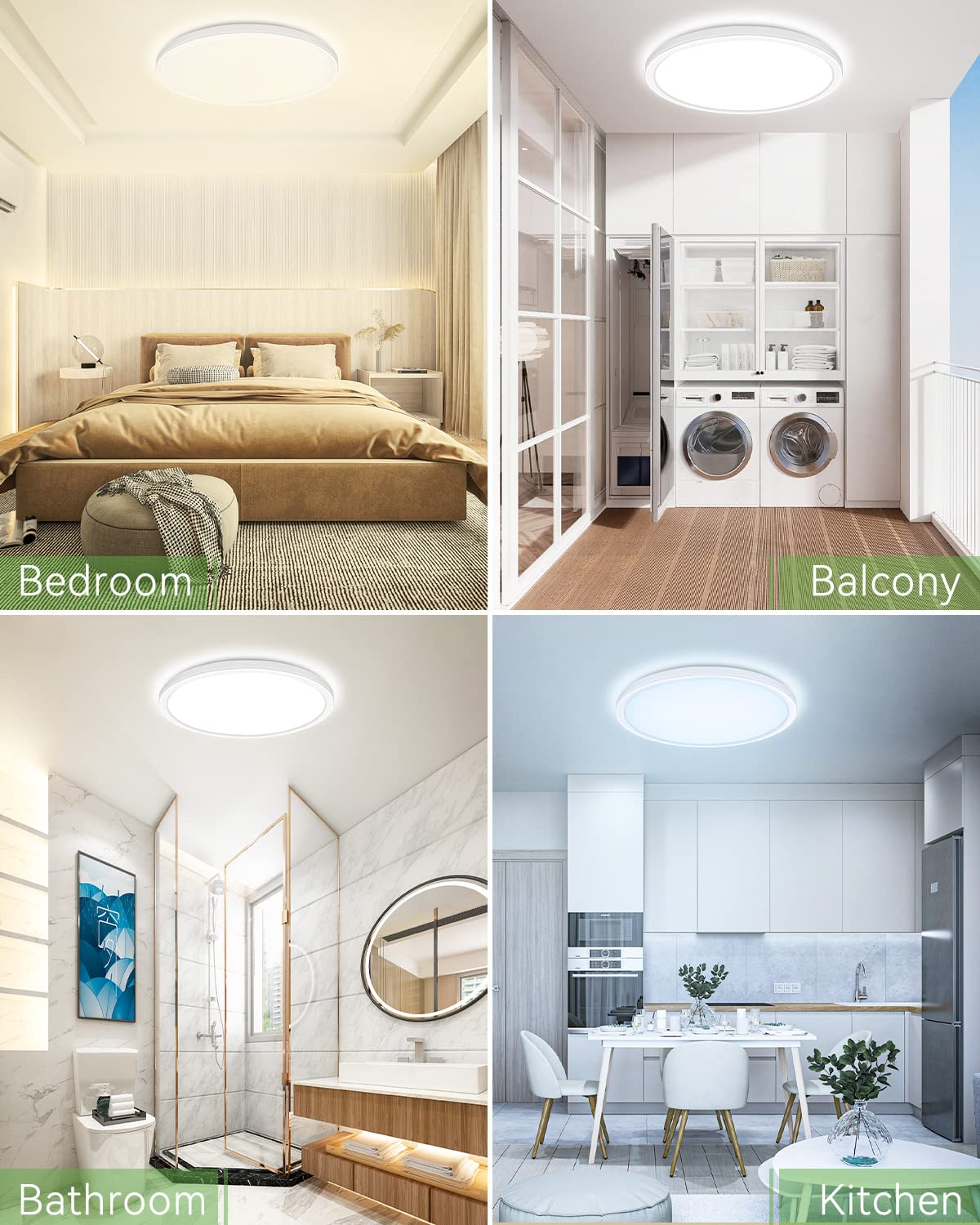 zemty 29W 3200LM LED Ceiling Light, 30cm Bathroom Lights Ceiling 3000K/4500K/6000K Waterproof, 3 Color Temperature Flush Ceiling Light, Round Ultra Thin for Bedroom, Bathroom, Living Room, Kitchen