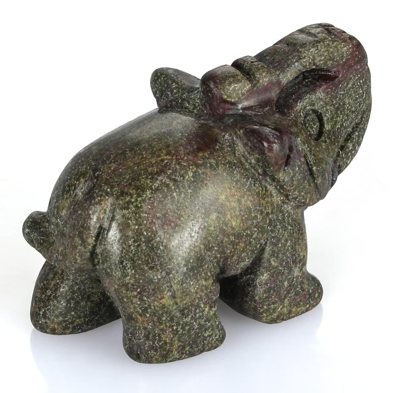 Bosfante 2" Dragon Blood Stone Elephant Statue for Vitality & Strength,Elephant Decor for Wisdom & Good Luck,Elephant Figurine for Home & Office Decor