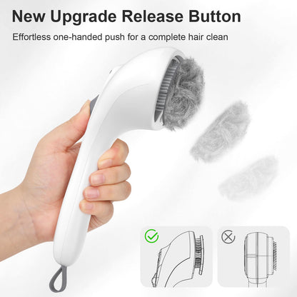 Euqvunn Steam Cat Brush with Release Button, [Ultra-Quiet Design/Comfort-Grip Handle] Pet Spray Dog Brush, Rechargeable Pet Steam Brush for Long Short Hair Cats, Dogs, Rabbits Grooming(Gray-White)