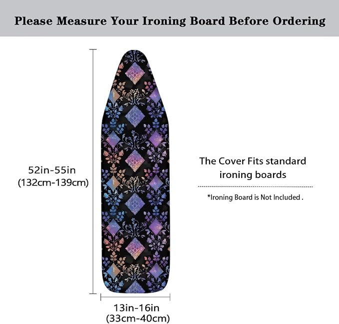 Ikat Rhombus Ironing Board Cover 54x15 inches, Gradient Leaf Geometric Graphic