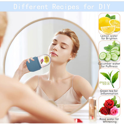XHJRI Ice Cube Roller Massager for Face, Eyes and Neck Naturally Conditioning and Skin Care,De-Puff Eye Bags,Reduce Migraine Pain,Reusable Massage Silicone Ice Mold (Pink)