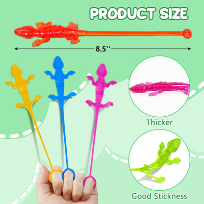 40pcs Sticky Gecko Toys School Classroom Exchange Party Favors Kids Goodie Bag Stuffers Finger Bulk Toys Lizard Toys Sticky Treasure Box Prize Pinata Fillers Birthday Party Supplies Treat Boy Girl