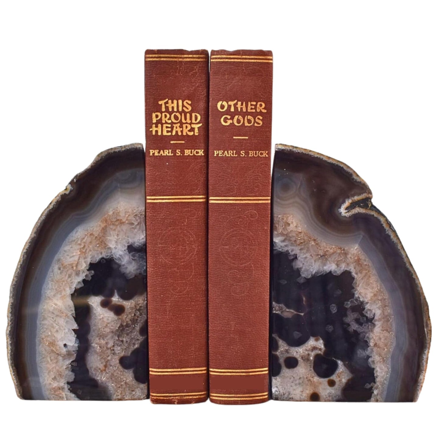 Nature's Decorations Natural Agate Bookends - A-Quality Small Heavy Duty Geode, Earth Tone & Neutral Decor, Unique Crystal Gift, 1 Pair (2-3 lbs)