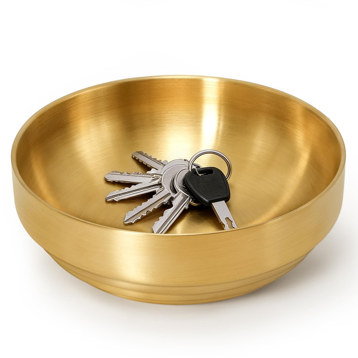 Philbinden 7.4" Gold Decorative Bowl Key Bowl Stainless Steel Fruit Bowl Modern Stylish Metal Centerpiece for Kitchen Counter, Key Catch All & Entryway Table Centerpiece