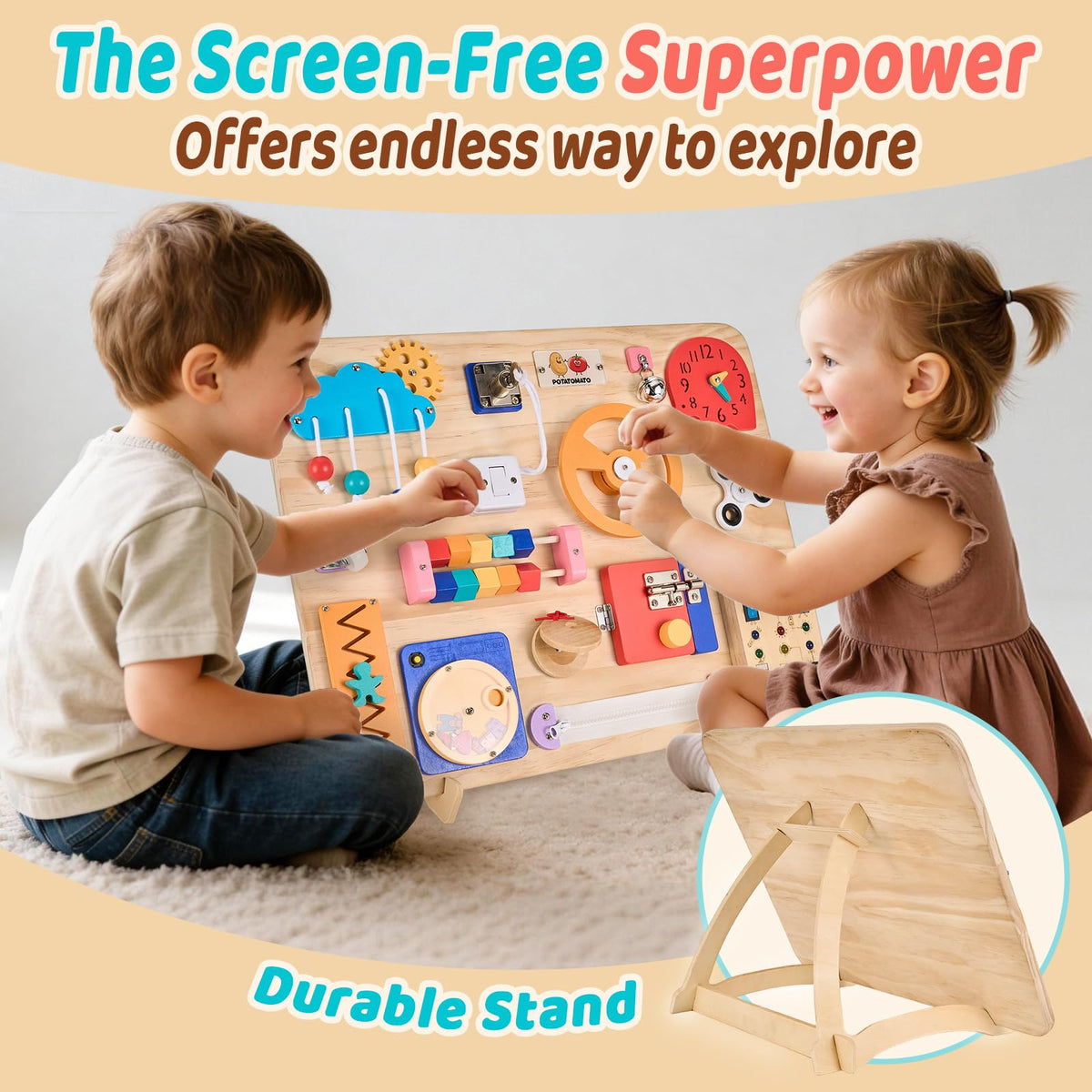 Large Montessori Busy Board for Toddlers,Wooden Sensory Toy