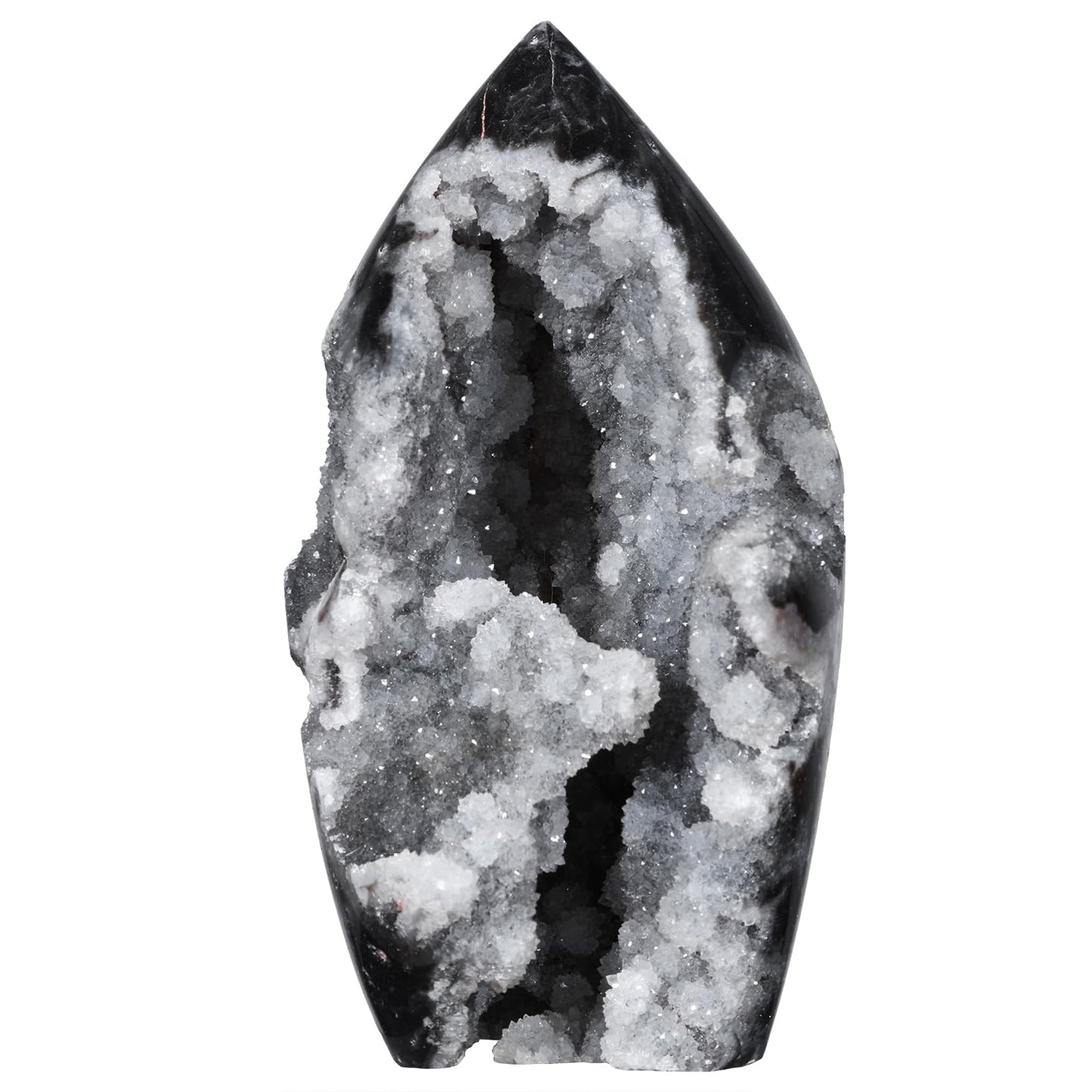 TUMBEELLUWA Sphalerite Geode Cluster Crystal Obelisk Tower for Shelf Desk Decor, Flame Shaped Crystals and Healing Stones Diffusers for Essential Oils, 0.66-0.88 LBS