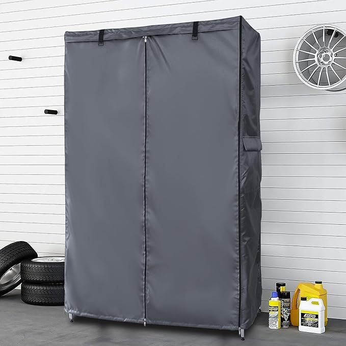 Waterproof Shelf Cover,600D Heavy Duty Dustproof Storage Wire Rack Covers,Outdoor Shelving Covers for Wire Shelves with Zipper 30''x14''x62'',Clear Front.