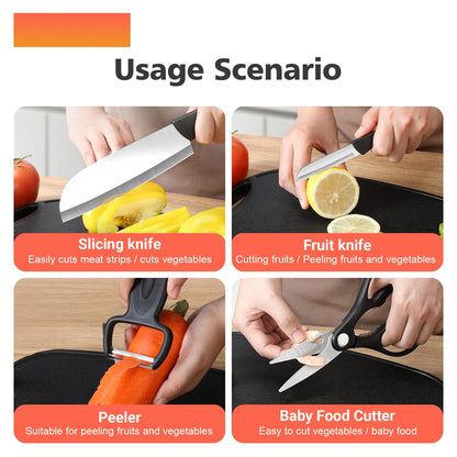 YERGOFE 5 in 1 Portable Camping Kitchen Utensil Set- Portable Cutting Board and Kitchen Utensil Set, Mini Travel Kitchen for Camping and Dorm Room, Space-Saving Cutting Board