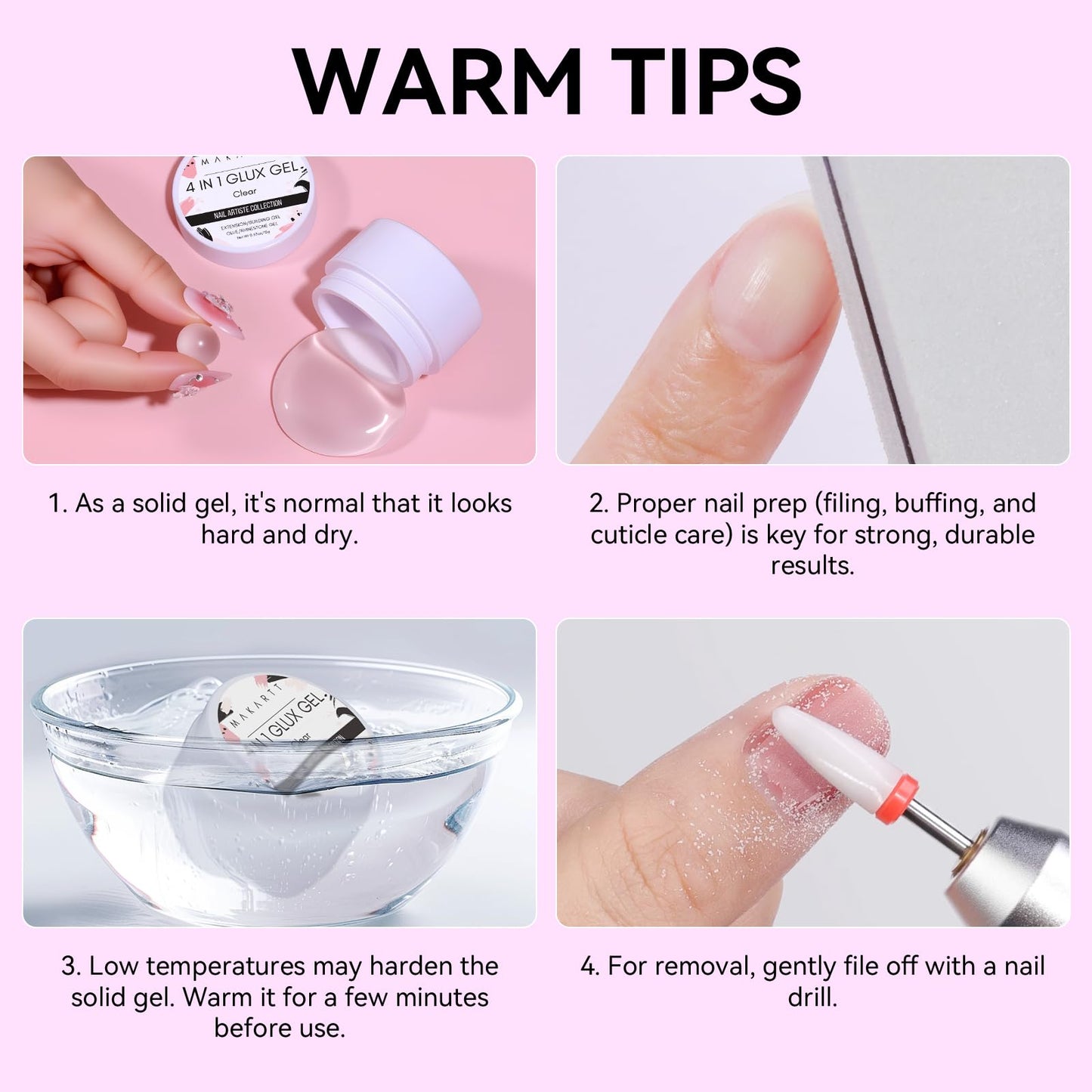 Makartt Clear Gel Builder Kit: Self-Levelling, Long Lasting Extension Hard Gels for Strengthener, Broken Nails Repair Gel Kit with Paper Forms, Dual forms, Nail File and Dual-End Brush 1.06 oz