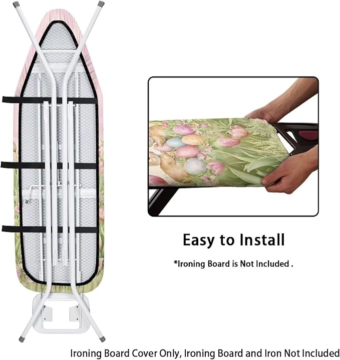 Tulip and Easter Bunny Ironing Board Covers Standard Size, Table Top Ironing