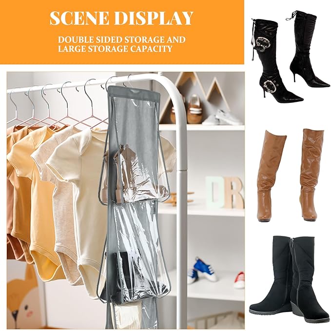 Windyun Sets 16 Large Clear Pockets Fabric Dual Sided Hanging Shoe Rack