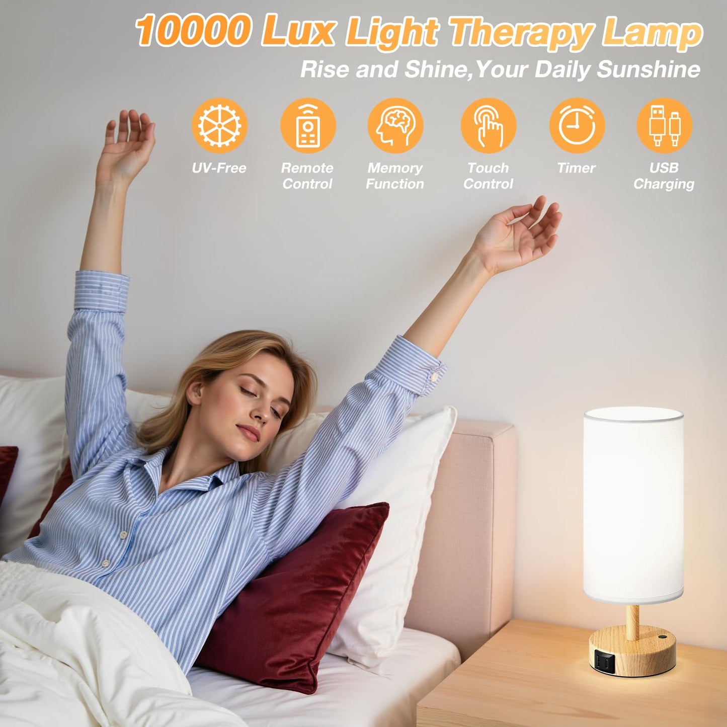 Dicoool Light Therapy Lamp 10000 Lux - Full Spectrum Sunlight Lamp, Happy Light for Seasonal Mood Boost - CRI 96+ Sun Lamp for Windowless Office, Reading, Shift Workers - Remote & Timer