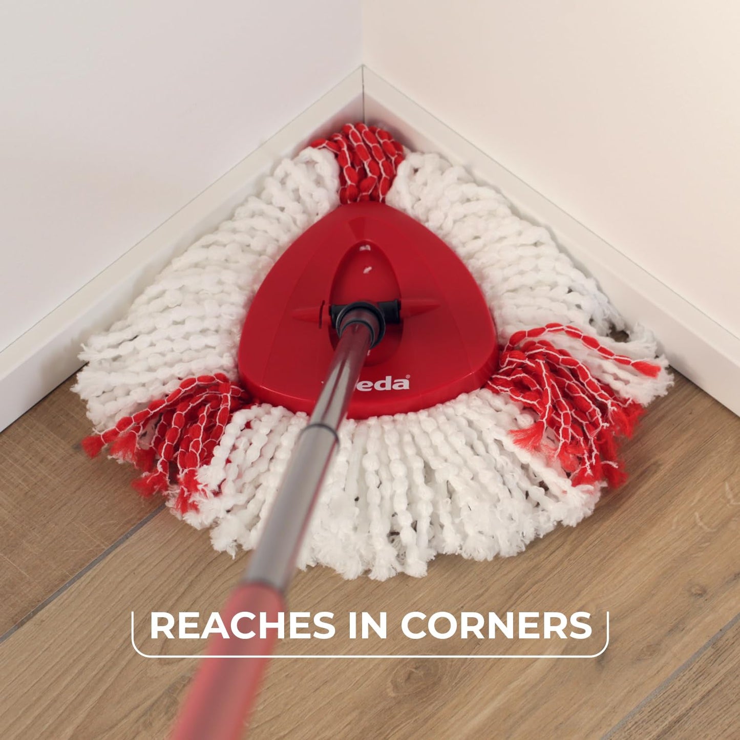 Vileda Turbo Microfibre Mop and Bucket Set, Spin Mop for Cleaning Floors, Set of 1x Mop and 1x Bucket,Grey/Red,48.5 x 27.5 x 28 cm