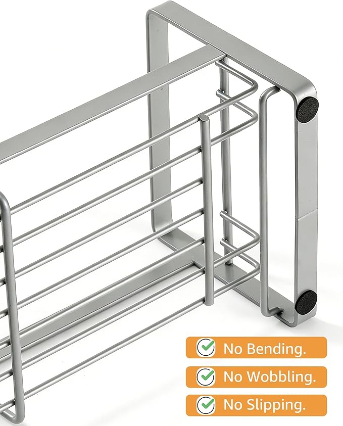 HULISEN Large Sponge Holder, 304 Stainless Steel Kitchen Soap Dispenser Caddy
