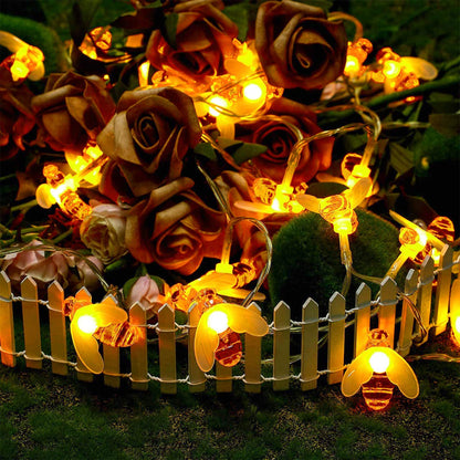 SEMILITS Honey Bee String Lights 8 Modes 30 LED Cute Bee Decor String Light Battery Operated Fairy Graden Lights for Wreath Christmas Party Patio Camping Indoor Outdoor Decorations