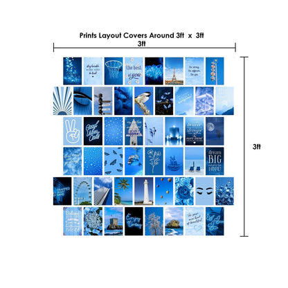 WOONKIT Blue Wall Collage Kit - Aesthetic Pictures, Room Decor for Teen Girls, 50pcs 4x6 inch