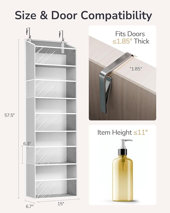 ULG Clear Over The Door Organizer 5-Tier Hanging Storage