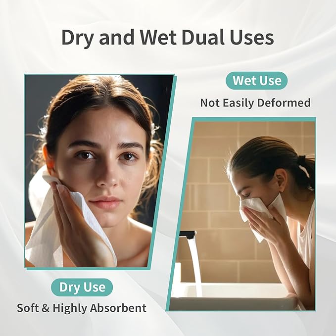 100% Pure Cotton Disposable Face Towel, Soft & Skin Friendly Face Towelettes