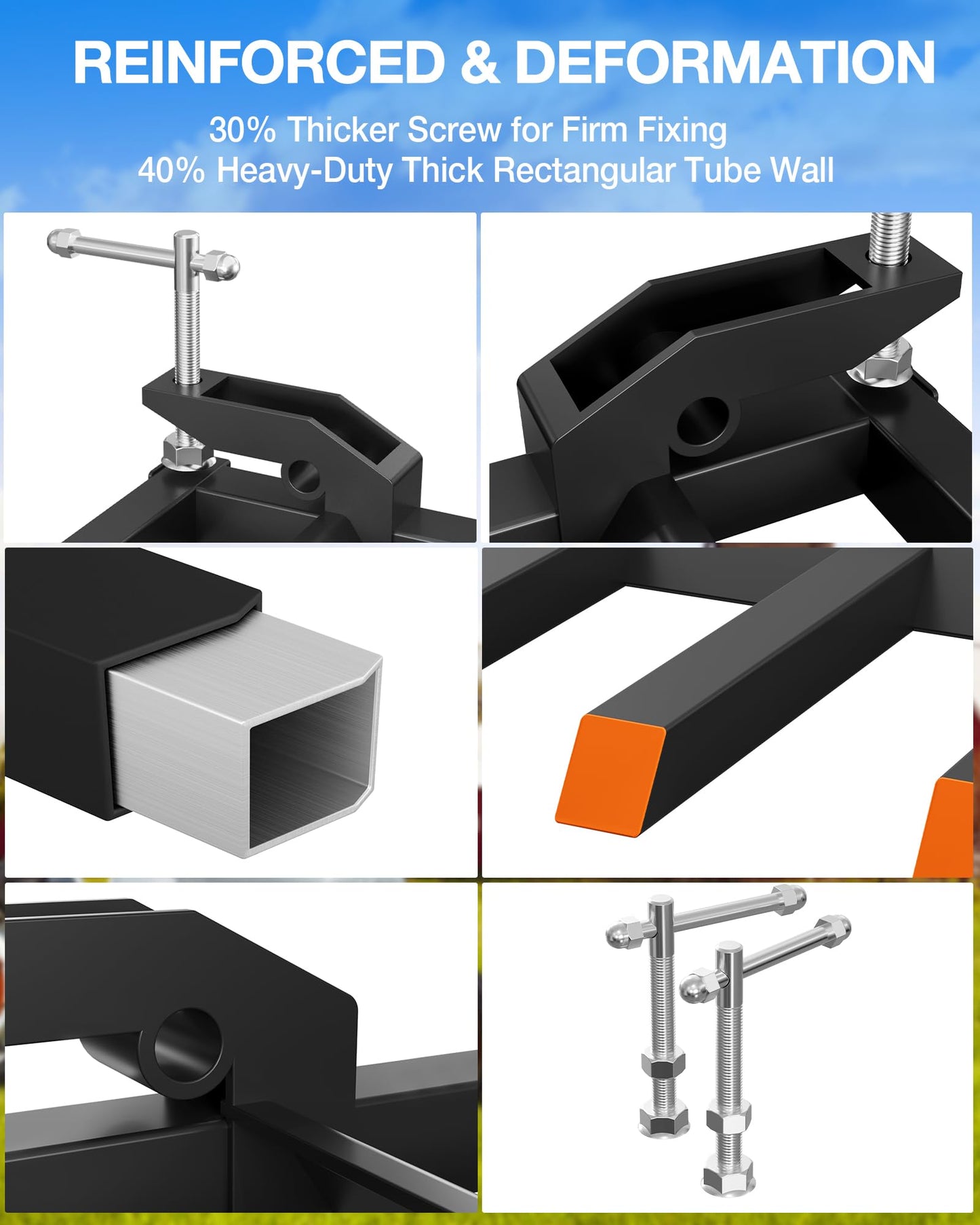 58Inch 4000lbs Pallet Forks Heavy Duty Tractor Forks with Adjustable Stabilizer Bar and 6 Forks Configuration for Tractor Attachments, Skid Steer, Loader Bucket