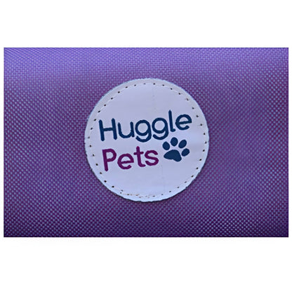 HugglePets Foldable Fabric Pet Crate Carrier - Purple (Large 70 x 52cm) Lightweight & Ventilated Double Door Carrier for Dogs & Cats with Sheepskin Mat. Ideal for Home & Travel.