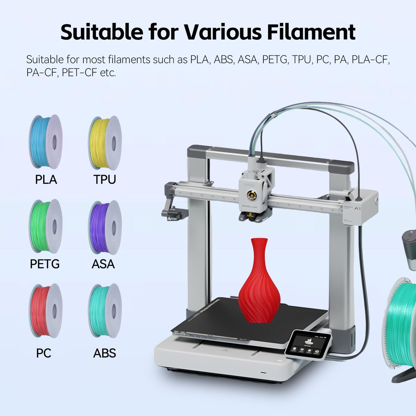 A1 PEI Build Plate 257 * 257mm, Double Sided Smooth+Textured Heated Bed,Flexible Removable Spring Bed Plate for Bambu Lab A1/X1/X1C/X1E/P1P/P1S 3D Printer-Flexible Magnet NOT Included