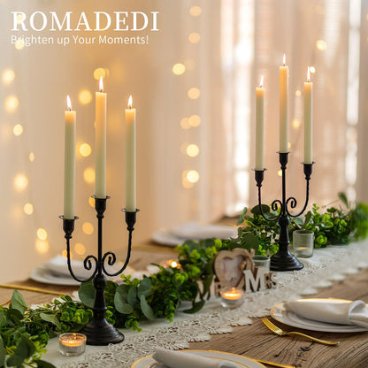 Romadedi Candelabra Black Candle Holders: 3 Arm Halloween Candlestick Holder 11.8" Gothic Home Decor for Party Table Centrepiece Mantel Christmas, Set of 2