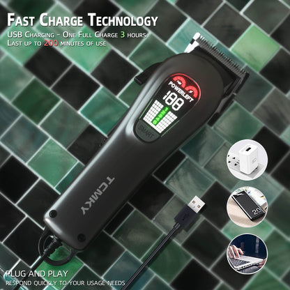 Hair Clippers for Men Professional Clippers for Men Cordless&Corded Barber Clippers for Hair Cutting & Grooming. Rechargeable Hair Trimmer Kit for Household (Red)