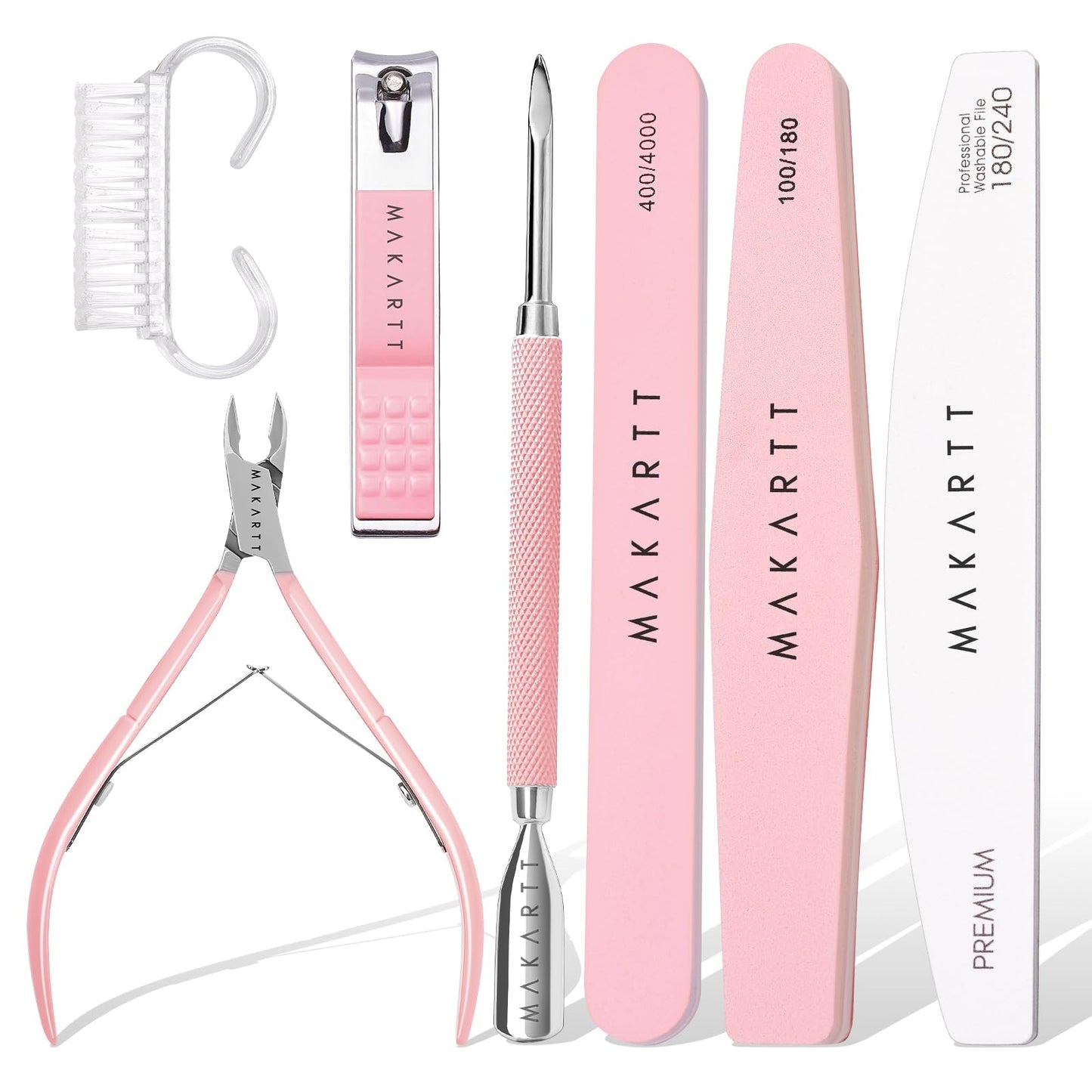 Makartt Cuticle Trimmer with Cuticle Pusher, Silver Nail Trimmer Nail Care Manicure and Pedicure Kit with Stainless Steel Cuticle Nipper and Dual End Nail Pushers for Home Salon Use (Pack of 3 PCS)