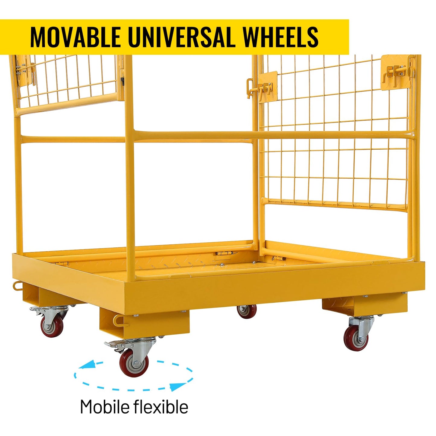 Migoda Forklift Safety Cage 36 x 36 inches, 1200 lbs Capacity Forklift Man Basket, Folding Work Platform with 4 Wheels, Collapsible Cage Lift Basket for Aerial Jobs