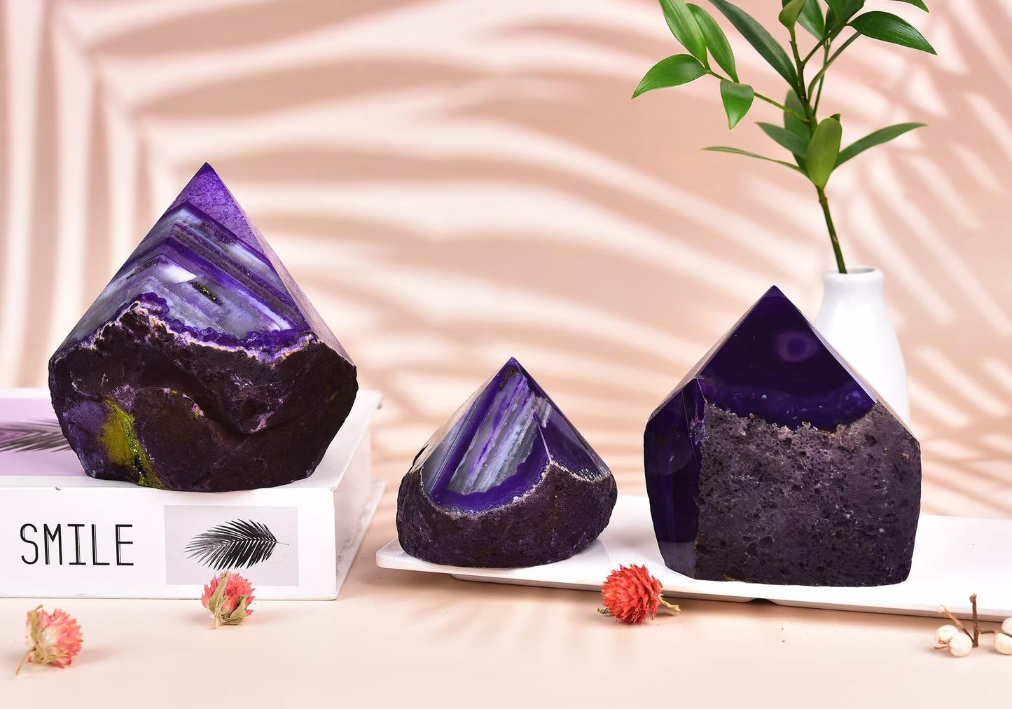 CNYANFEI Dyed Purple Agate Tower Irregular Crystal Wand 0.6-1.1 Lbs