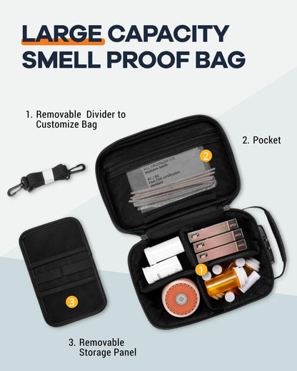 HOMEAL Smell Proof Stash Box，Smell Proof Containers with Combination Lock,Smell Proof Box,Smell Proof Stash Bag for Travel Gift for Man Women Dark Grey