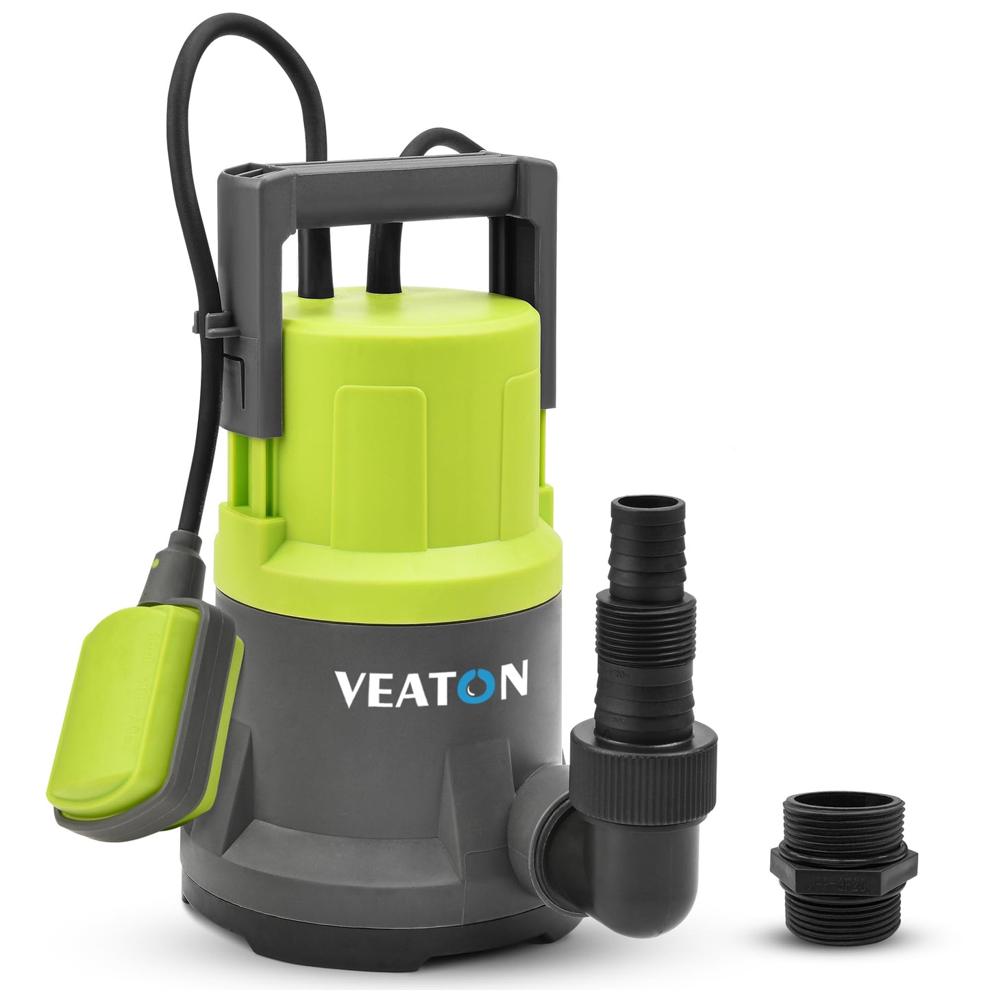 VEATON 400W Electric Submersible Water Pump for Clean Water, Max Flow 11000L/H Compact Utility Pump, Drain Water from Garden Pond Swimming Pool Hot Tub with Float Switch and Hose Connector