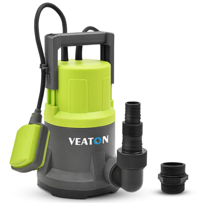 VEATON 400W Electric Submersible Water Pump for Clean Water, Max Flow 11000L/H Compact Utility Pump, Drain Water from Garden Pond Swimming Pool Hot Tub with Float Switch and Hose Connector