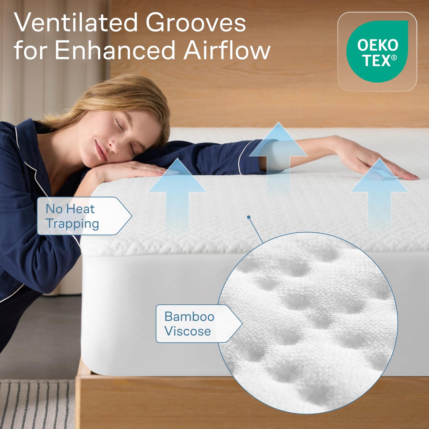 100% Waterproof Twin Mattress Nonslip Pad - 360 Pad Protection Against Spills, Stains & Accidents for Parents & Pet Owners - Noiseless & Cooling Viscose Made from Bamboo (White)