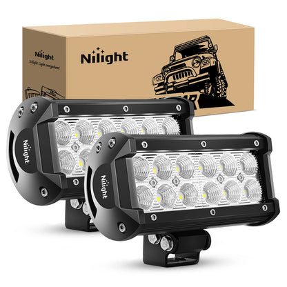 Nilight 60002F-B 36W 6.5-Inch Flood LED Light Bar - Off-Road Driving Fog Light for Boats, Trucks - 2PCS, Super Bright, 2 Years Warranty
