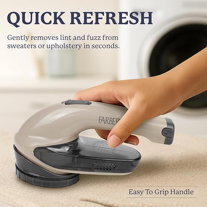 Farberware Large Lint Remover Fabric Shaver – Battery Operated Lint Shaver