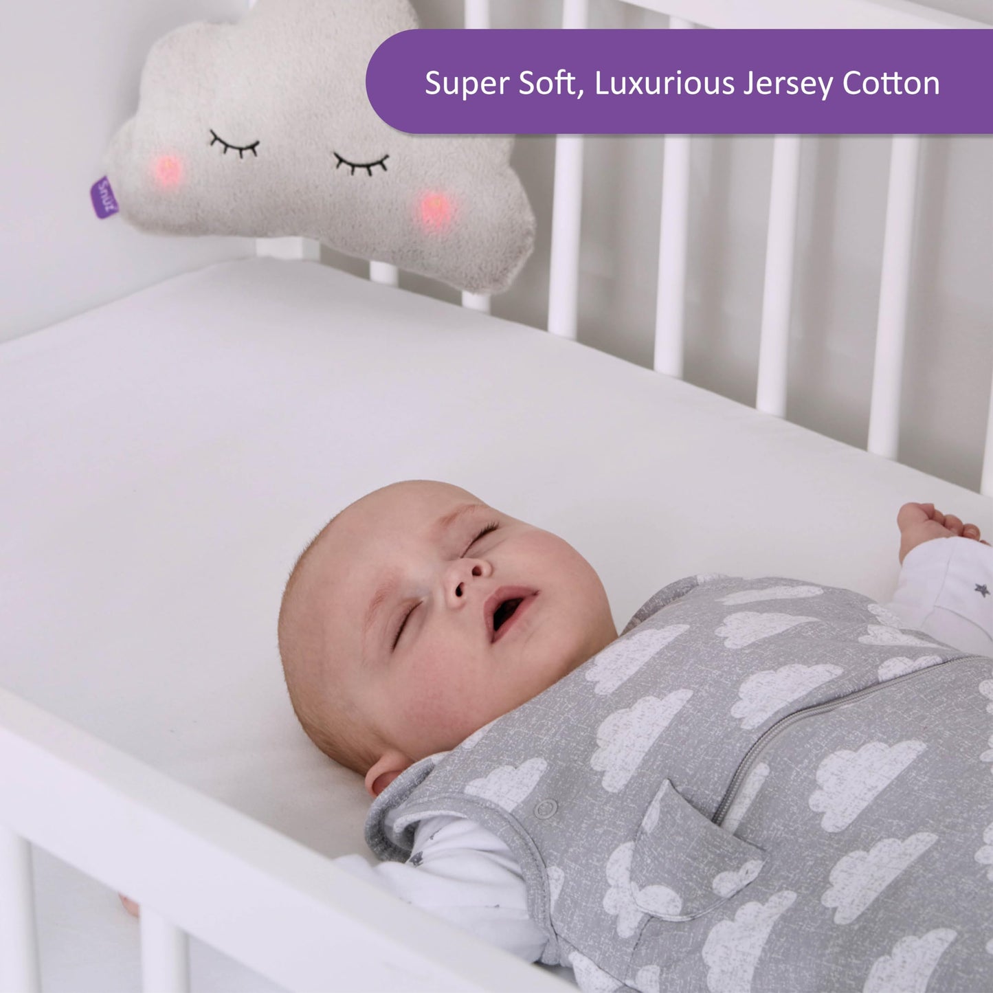 2 Pack Crib Fitted Sheets 44 x 80cm – White – Light, Breathable & Luxurious Jersey Cotton Made to Last & Designed to Fit SnüzPod Bedside Cribs